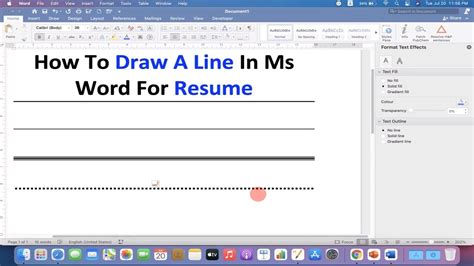 how to make lines in word for resume