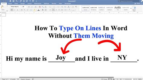 how to make lines in word that you can type on