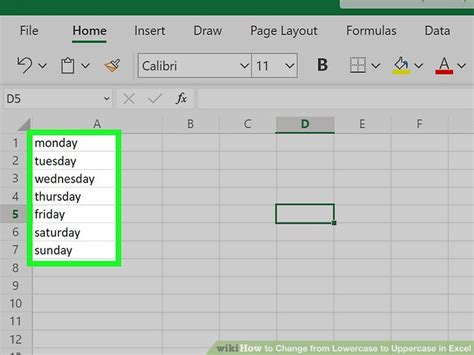 how to make lowercase letters uppercase in excel