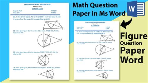 how to make maths question paper in ms word