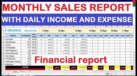 how to make monthly financial report in excel