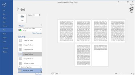 how to make multiple pages into one page in word