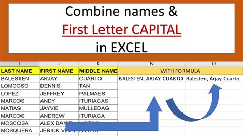 how to make name capital letters in excel