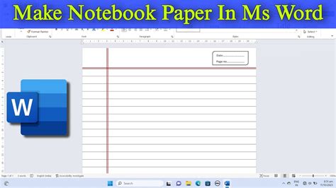 how to make notebook paper in ms word