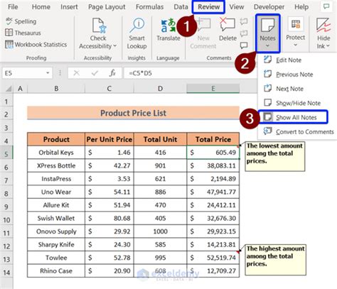 how to make notes in excel formula