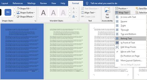 how to make only one page a colour in word