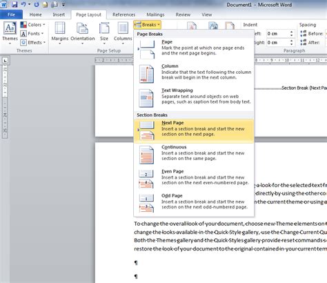 how to make only one page horizontal in word