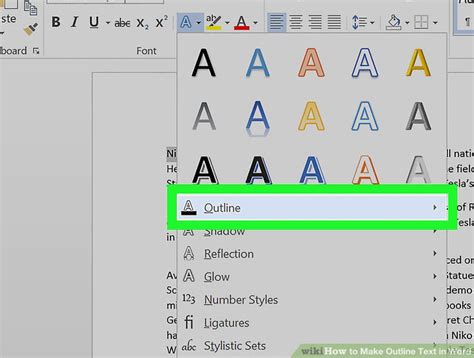 how to make outline font in word