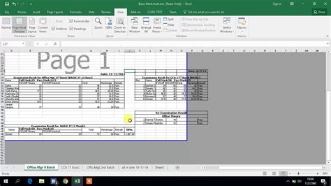 how to make page 1 page 2 in excel