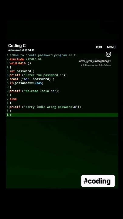 how to make password program in c language