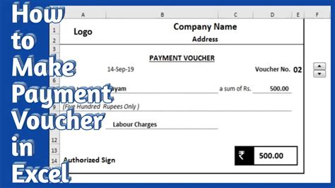 how to make payment voucher in excel