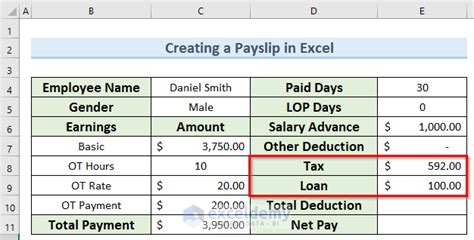 how to make payslip in excel with formula