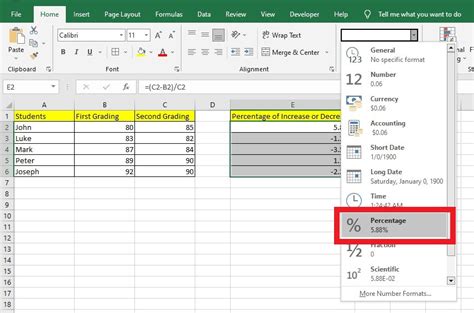 how to make percentage in excel