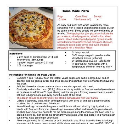 how to make pizza step by step pdf in english