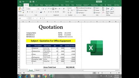 how to make price quotation in excel
