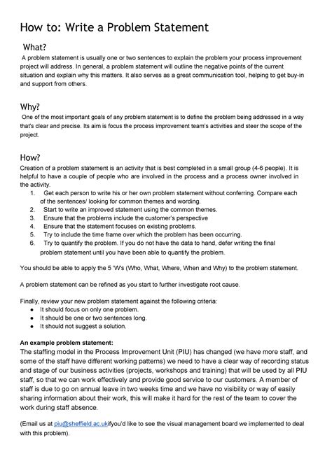 how to make problem statement in lab report