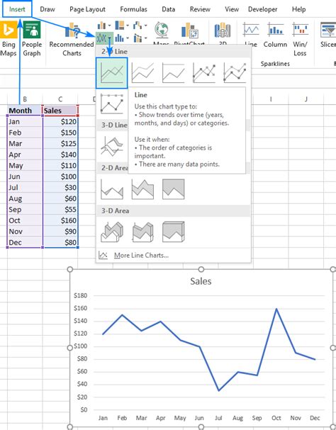 how to make progress line chart in excel