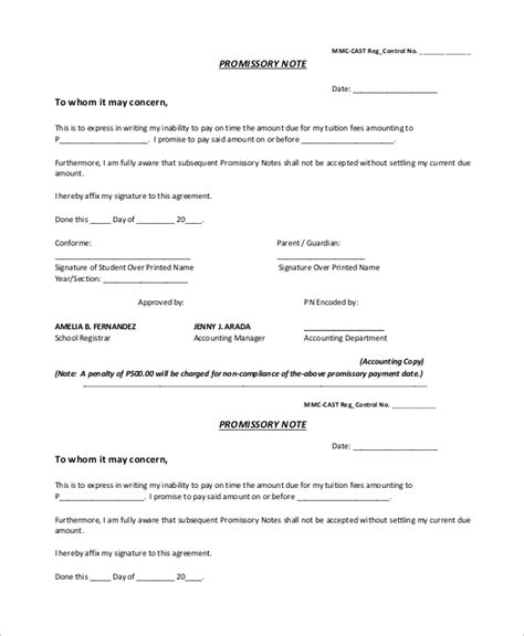 how to make promissory note in school sample