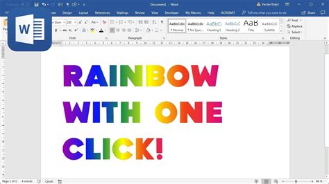 how to make rainbow font in word