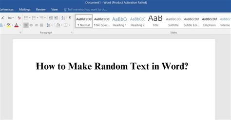 how to make random text in word