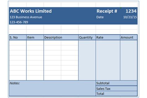 how to make receipt in excel