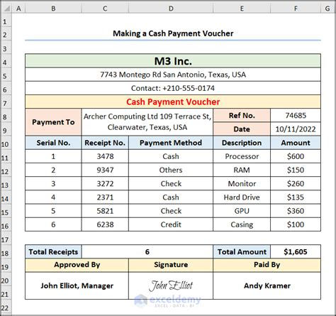 how to make receipt voucher in excel