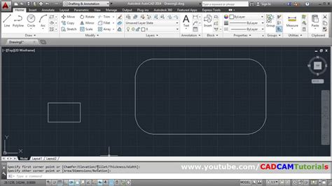 how to make rectangle with rounded corners in autocad