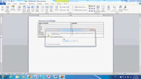 how to make rows same size in word