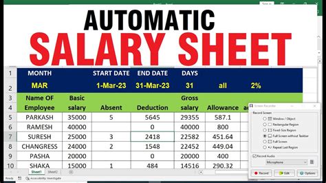 how to make salary sheet in excel with formula step by step pdf
