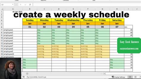 how to make schedule in excel sheet
