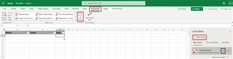how to make script in excel