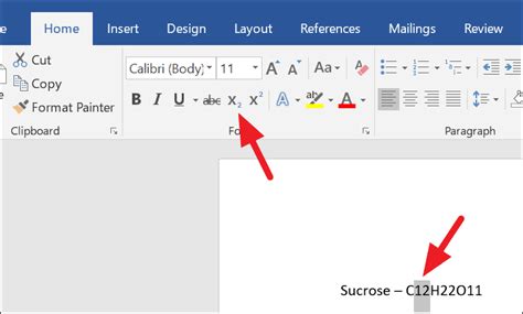 how to make something subscript in word