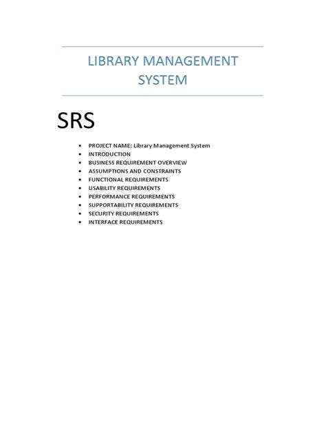 how to make srs for library management system
