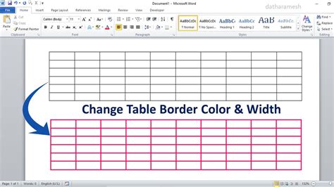 how to make table border color in word
