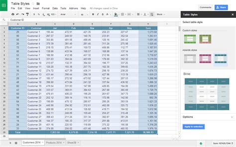 how to make table in google excel sheet