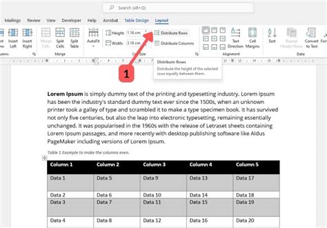 how to make table rows same height in word