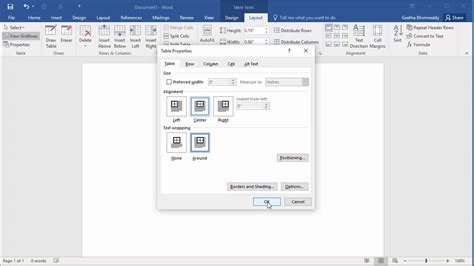 how to make table wrap text in word