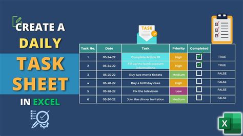 how to make task sheet in excel
