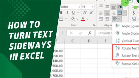 how to make text appear sideways in excel