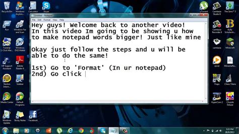 how to make text bigger in notepad