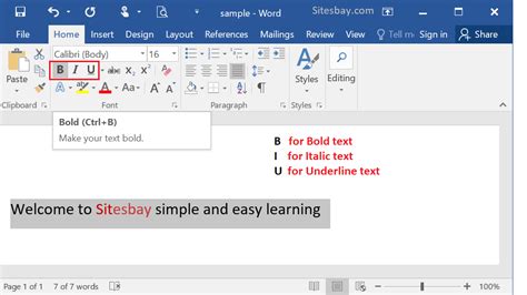 how to make text bold in ms word