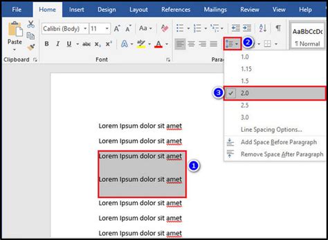how to make text double spaced in microsoft word