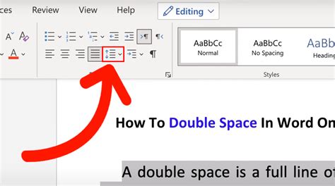 how to make text double spaced on word