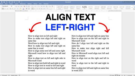 how to make text left aligned in word