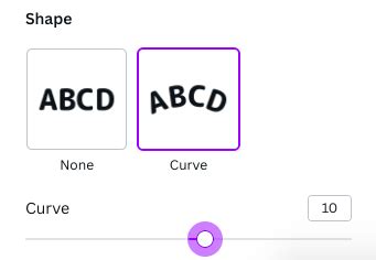 how to make text less curved in canva