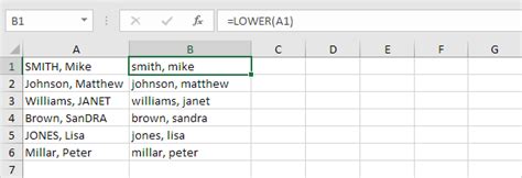 how to make text lowercase in excel