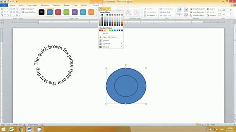 how to make text round in ms word