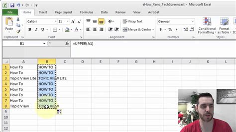 how to make text small caps in excel
