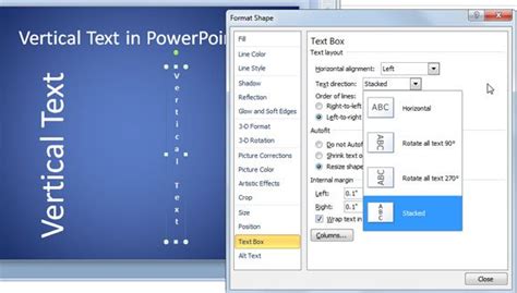 how to make text vertical in ppt table