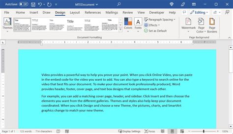 how to make the whole background one color in word